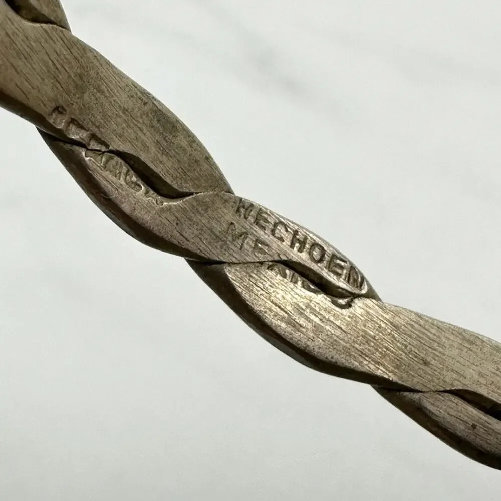 Alpaca Hecho En Mexico Vintage Flat Braided Bangle Bracelet Silver Tone ✨